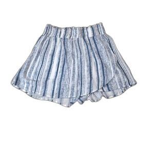 Womens Skort Size Medium White Blue Striped High Waist Flowy Skirt